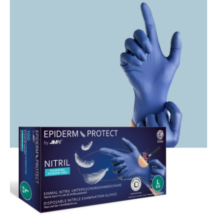 Epiderm Protect - Nitrilhandschuhe, puderfrei, metallblau von AMPri Handelsgesellschaft mbH