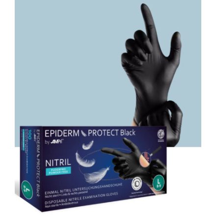 Epiderm Protect - Nitrilhandschuhe, puderfrei, schwarz von AMPri Handelsgesellschaft mbH