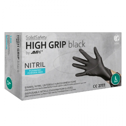 High Grip -  Nitrilhandschuhe, schwarz, puderfrei von AMPri Handelsgesellschaft mbH