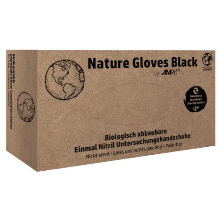 Nature Gloves - Nitrilhandschuhe, schwarz, puderfrei von AMPri Handelsgesellschaft mbH