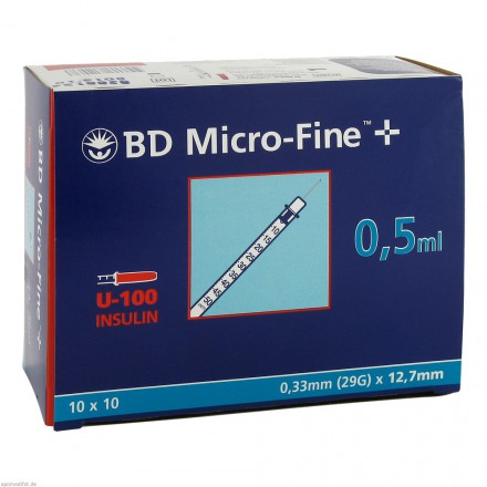 BD Micro-Fine+ U-100 Insulinspritze 12,7 mm (324824) 100x 0,5ml von Becton Dickinson GmbH