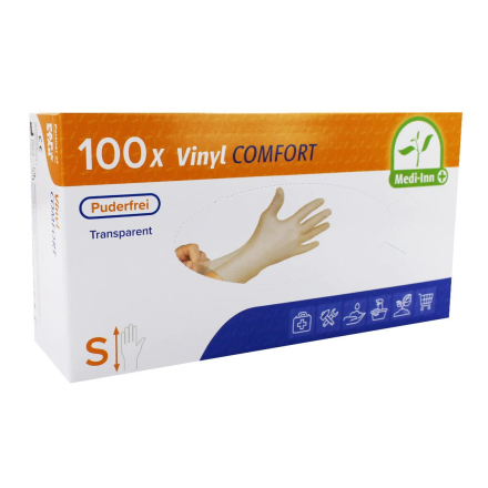 Medi-Inn Vinyl Comfort - Einmalhandschuhe aus Vinyl, puderfrei, transparent von BODY Products relax Pharma und Kosmetik GmbH