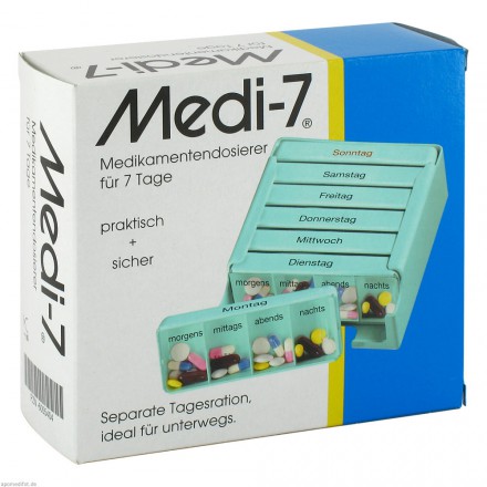 Medi-7 Medikamentendosierer für 7   Tage, türkis von Hans-H.Hasbargen GmbH & Co. KG