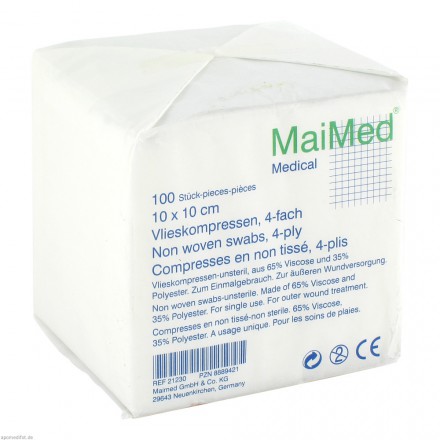 Maimed - unsterile Vlieskompressen - weiß - 10 x 10 cm - 100 Stück von MaiMed GmbH
