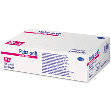 Peha-soft nitrile white powderfree - Untersuchungshandschuhe aus Nitril, puderfrei, Größe L von PAUL HARTMANN AG