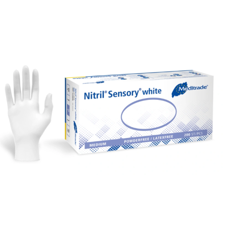 Nitril Sensory white - Nitrilhandschuhe, puderfrei, weiß von Meditrade GmbH