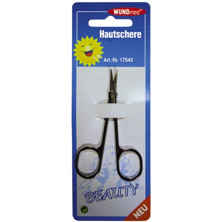 Hautschere gebogen, 8,6 cm von WUNDmed GmbH & Co. KG